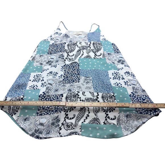 Loft Outlet Womens Sleeveless Patchwork Tank Top S Polyester Blue & White - Picture 9 of 10